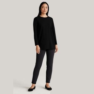 Eileen Fisher Slim Ponte Pant Black Melange | Polished Everyday Essential‎ Sz SP